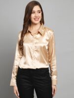FUNDAY FASHION Women Solid Formal Satin Regular Fit Shirt - Image 2