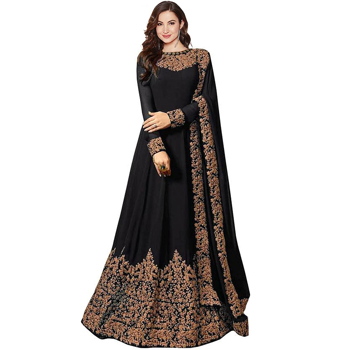 Version 1.0.0 PristiveFashionHub Women's Codding Long Anarkali Dress Material Gown With Duppta(Free Size) - Image 1