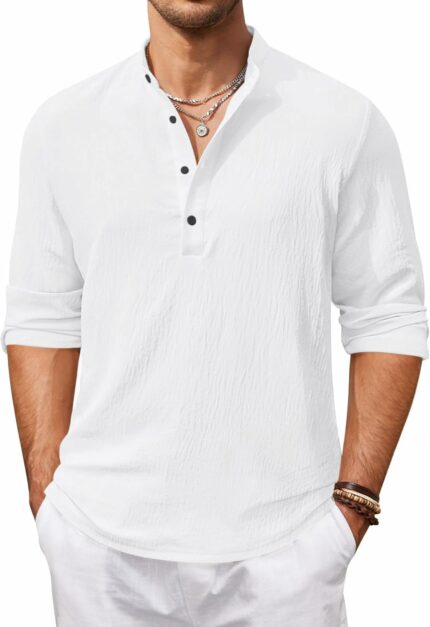 HEMILIQUE Mens Regular Fit Solid Cotton Blend Straight Kurta