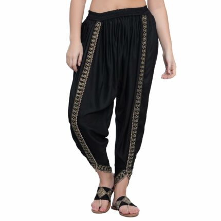 BLAGON Full Length Free Size Embroidery Lace Solid Dhoti Pant for Women | Rajasthani Dhoti | Plain Dhoti | Rayon Regular Fit Dhoti