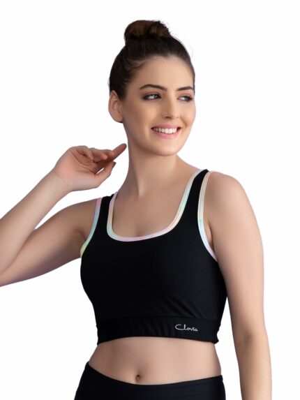 Clovia Women's Medium Impact Padded Non-Wired Sports Bra with Removable Cups