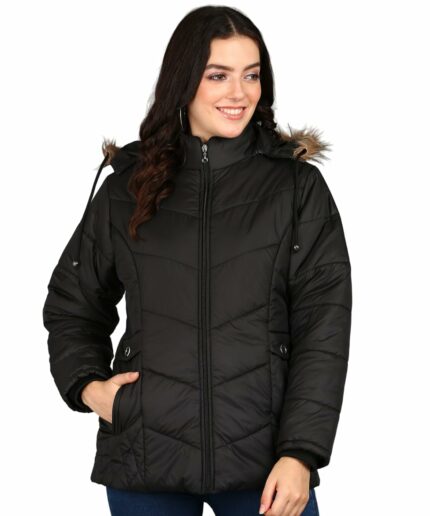 ELLIPSE Women?s Stylish Solid Full Sleeves Jacket | Winter Wear Quilted Jacket for Travelling | Hooded Jacket for Girls