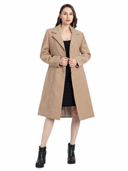 HAUTEMODA Women's Winter Coat Trench Long Sleeves Over Coat With Pocket single Breasted Coat