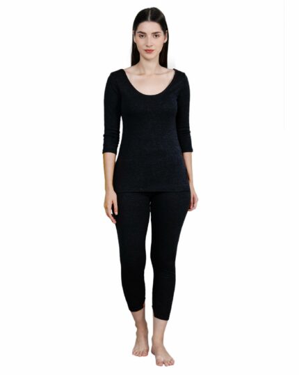 Yuneek Womens Winter Wear 3/4th Sleeve Thermal Set | Top and Lower