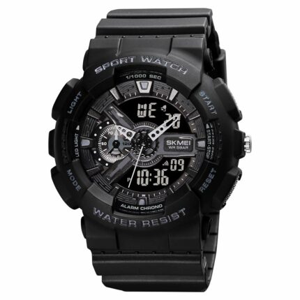 SKMEI Sports Digital Waterproof Watch for Men - Stylish & Durable ? 50M Water-Resistant, Dual Time Display, Stopwatch, Alarm, LED Backlight, 12/24H Format ? Durable PU Strap & ABS Case ? Outdoor Tactical Watch - 1688