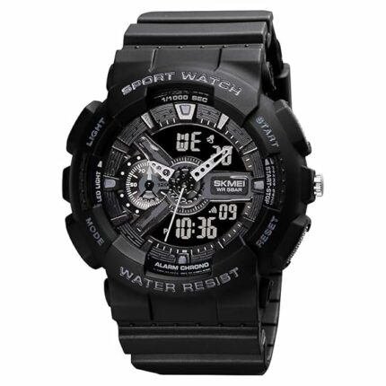 SKMEI Sports Digital Waterproof Watch for Men - Stylish & Durable ? 50M Water-Resistant, Dual Time Display, Stopwatch, Alarm, LED Backlight, 12/24H Format ? Durable PU Strap & ABS Case ? Outdoor Tactical Watch - 1688