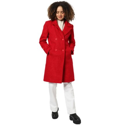 Campus Sutra Wool Blend Women's Solid Reefer Mid-Thigh Jacket