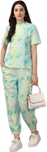 ELLITI Women's Night Suit Set for Women, Lounge Wear, Printed Top and Pyjama Set for Women Nightwear/Loungewear/Night Dress for Women Knitted Tie & Dye Printed Crop T-Shirt -Pyjama - Image 5