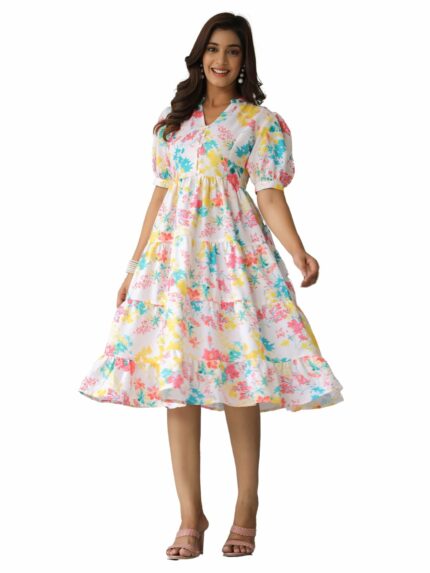 Leriya Fashion Dress | Knee Length | Half Sleeve | Summer Dress | Casual Wear Dress for Women