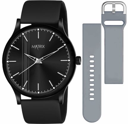 Matrix Swap Analog Black Dial Watch with Interchangeable Straps for Men - Stylish & Durable & Boys