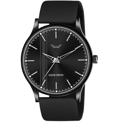 LOUIS DEVIN Silicone Strap Analog Wrist Watch for Men - Stylish & Durable (Black/Blue/Red) | LD-BK054