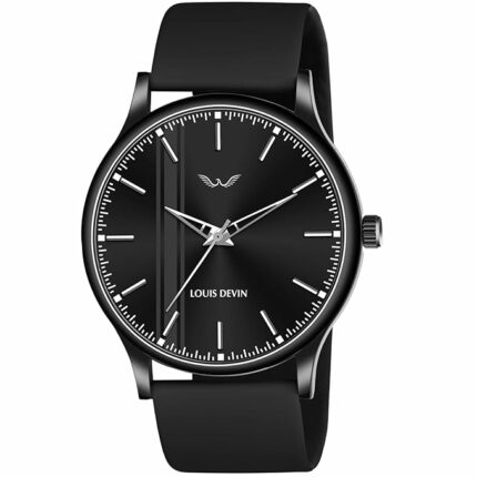LOUIS DEVIN Silicone Strap Analog Wrist Watch for Men - Stylish & Durable (Black/Blue/Red) | LD-BK054
