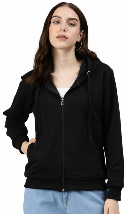 ADBUCKS Women's Cotton Winter Jacket Sweatshirts Casual Drawstring Clothes Zip Up Hoodie With Front Pocket Ii Womens Hoodies Ii Womens Jacket Ii Winter Sweater Hoodie For Women & Girls