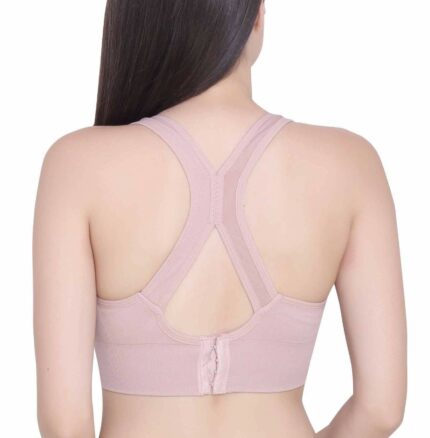 GLAMORAS Women's Nylon Spandex Padded Non Wired Racer Back Sports Bra for Gym, Cardio, Zumba and Yoga | Everyday Active Wear for Girls | Size M to 2XL