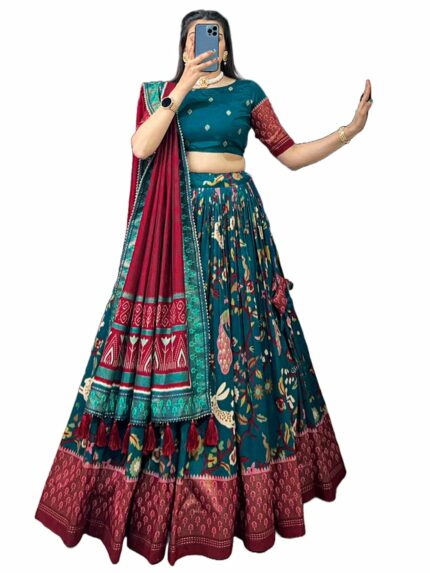 SD Collection Womens' Wear Tussar Silk With Patola Printed Lehenga Choli With dupatta Set