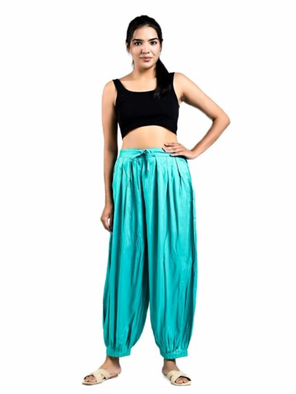 MIRAYYA Solid Pattern Relaxed Loose Fit Viscose Afghani Salwar Patiala Pathani with Elastic Waist Baggy Yoga Boho Aladdin Pant Women's Harem Pants
