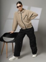 CHKOKKO Women Winter Stylish Wind Cheater Hooded Sports Zipper Jacket - Image 4