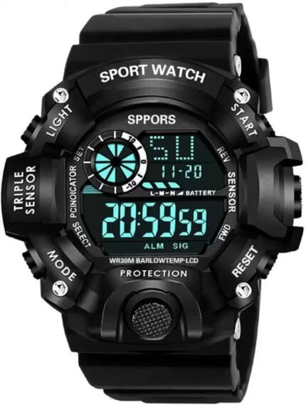 SELLORIA Silicone Digital Watch Shockproof Multi-Functional Automatic Black Color Strap Waterproof Digital Sports Watch for Men - Stylish & Durables Kids Watch for Boys, Men Pack of 1, Water Resistance