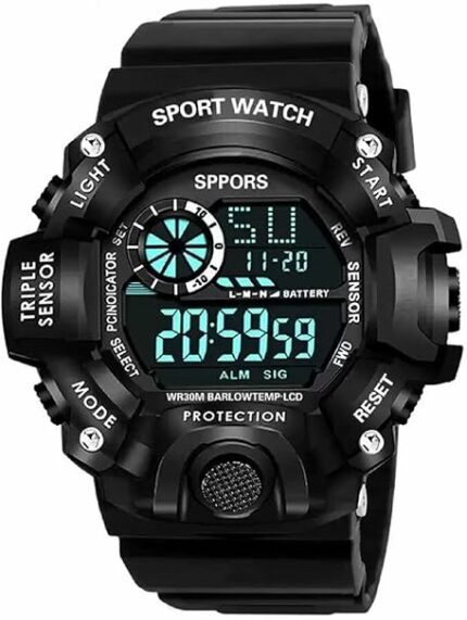 SELLORIA Silicone Digital Watch Shockproof Multi-Functional Automatic Black Color Strap Waterproof Digital Sports Watch for Men - Stylish & Durables Kids Watch for Boys, Men Pack of 1, Water Resistance