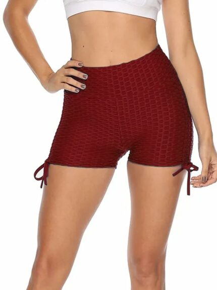 Shasmi Women's Workout Yoga Shorts, High Waisted Drawstring Scrunch Booty Shorts Ruched Butt Lift Athletic Running Tights (Shorty 76)