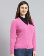 Monte Carlo Womens Solid V Neck Full Sleeves Cardigan (1240739VN) - Image 3