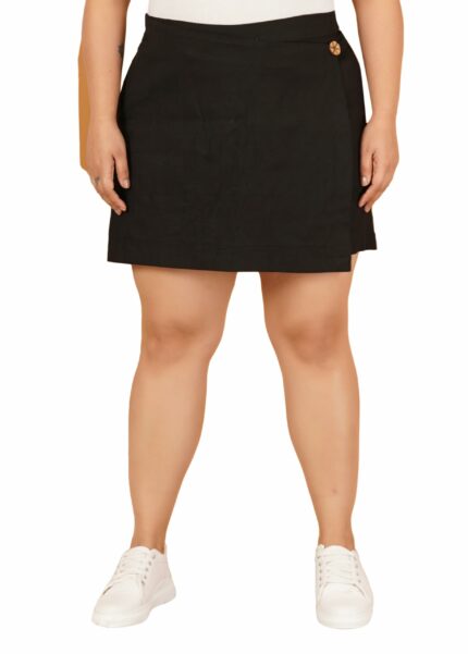 Indietoga Women?s Plus Size High Rise Elasticated Waistband Knee Length Cotton Skorts/Shorts (2XL to 5XL)