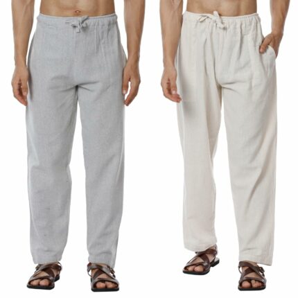 Aatman One Size Men's Eco-Friendly Cotton Pyjama Pack of 2 | Fits Waist Size 28 to 36 Inches