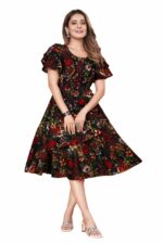 Women Floral Print Sleeve Layred Dress
