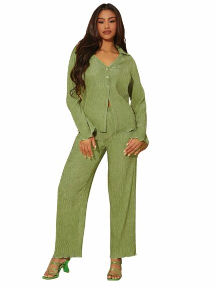GRECIILOOKS Women Co Ord Set for Women | Co Ord Set for Women Stylish | Textured Co Ord Set for Women | Travel Co Ord Set for Women | Full Sleeve Co-ord set