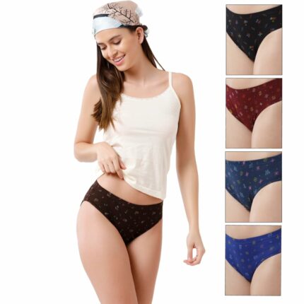 Rupa Jon Printed Panties for Women | 100% Cotton Fabric | Anti-Bacterial Printed Briefs for Women | Women Innerwear Pack of 5