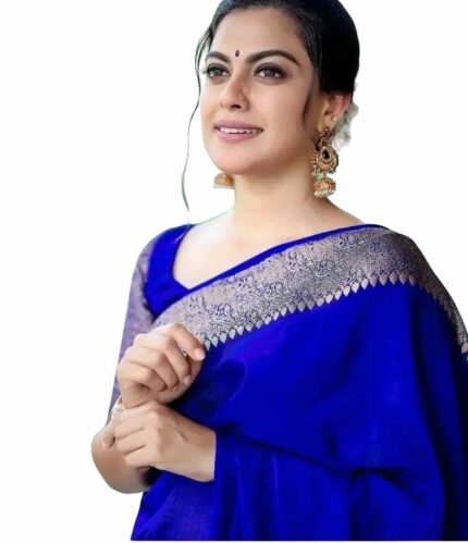 C J Enterprise Women's Soft Pure Kanjivaram Silk Saree For Wedding Banarasi Cotton Sari With Blouse Piece (Yatri-51)