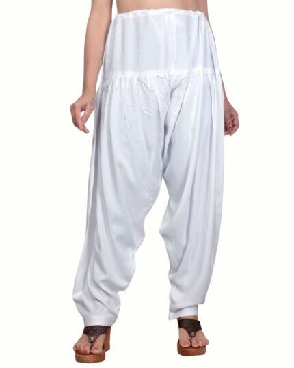 Jugaadu Style Women's Solid Plain Rayon Patiala Ethnic Comfortable, Punjabi Patiala Salwar for Women,Patiala Free Size (Pack of 1)
