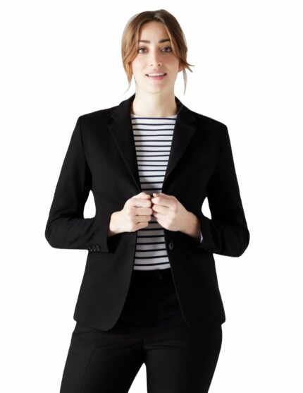 ROCKSY Black Smart Casual Formal Blazer for Women, Regular Fit Stylish Blazer for Women