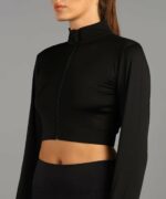 E1.88 Woman Zip Croptop with Thumbholes || Women Activewear top with Thumbhole ||Zip Gym Croptop with Thumbholes - Image 4