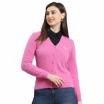 Monte Carlo Womens Solid V Neck Full Sleeves Cardigan (1240739VN)