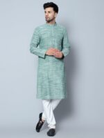 LATEST CHIKAN Men's Cotton Regular Textured Long Kurta Full Sleeves - Casual Ethnic Wear - Image 2