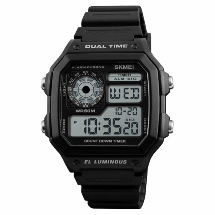 Skmei Wrist Watch for Men - Stylish & Durable, Digital Sports Waterproof Watch with Dual Time Chronograph Countdown Alarm Backlight