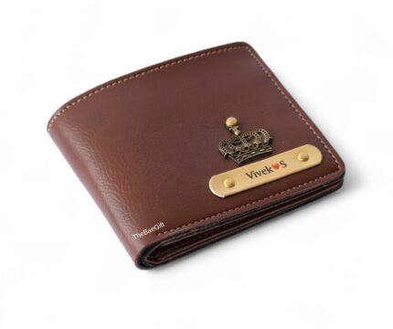 Thebaegift Men's Personalized Wallet I Customized Slim Stylish Leather Purse with Name & Charm I Unique Birthday Anniversary Gift for Men - Stylish & Durable Boy Love Husband Employees Clients - (Brown)