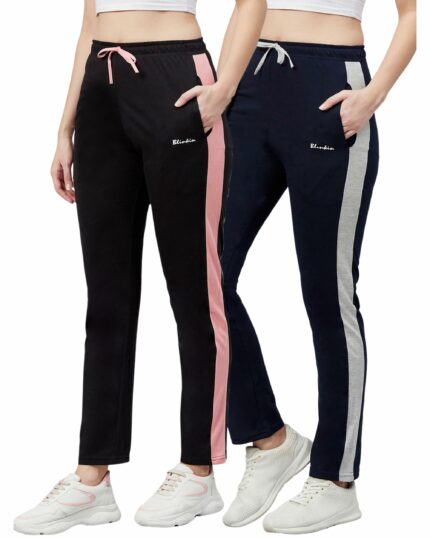 BLINKIN Cotton Pajamas for Women Combo, Pack of 2-The Ultimate Relaxed Fit Track Pants for Women : Ideal Lower for Night Wear & Comfort Wear