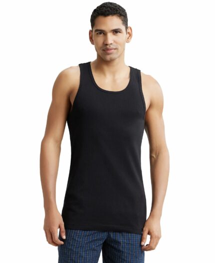 Jockey 9922 Men's Super Combed Cotton Rib Racer Back Styling Round Neck Gym Vest