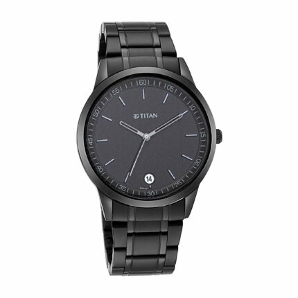 Titan Men's Timeless Style Watch: Refined Black Dial and Metal Strap-1806NM01/NT1806NM01
