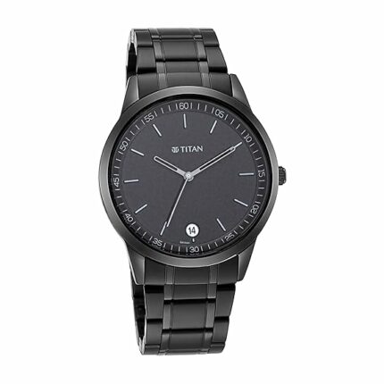 Titan Men's Timeless Style Watch: Refined Black Dial and Metal Strap-1806NM01/NT1806NM01