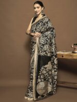 AKHILAM Women's Bhagalpuri Silk Geometric Printed Ready To Wear one Minute Saree With Unstitched Blouse Piece - Image 3