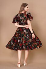 Women Floral Print Sleeve Layred Dress - Image 2