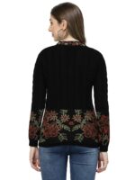 Kalt Women Sweater for Winter Woolen Acrylic Full Sleeves V-Neck Floral Design Cardigan Sweater for Women Winter Woollen Stylish - Image 2
