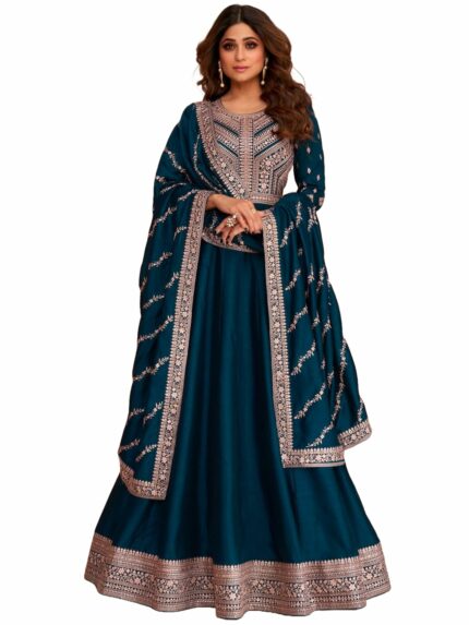 Girl's Fashion Hub's Anarkali Gown with duaptta Set for Women, Chinon Silk Fabric || Ethnic Gown for Women