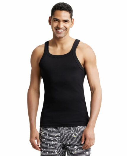 Jockey US26 Men's Super Combed Cotton Rib Square Neckline Gym Vest