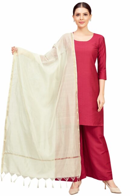 Studio Shringaar Women's Chanderi Silk Blend Handloom Dupatta (32" X 2.35 Meters)