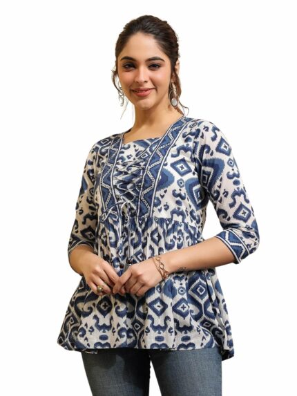 NAINVISH Regular Fit Tops Women Printed Shirt Top Women | Tops Women Stylish Latest | Office Wear Tops Women | Cotton Blend Tops Women | Women's Top | Girls Top Women's
