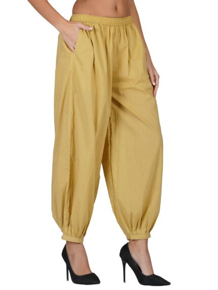 fabcoast Cotton Cambric Afghani Salwar: Comfy Patiala Pathani Harem Pants with Elastic Waist & Deep Pockets for Women & Girls